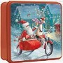 Christmas - Gift Tins - Embossed Santa In A Side Car